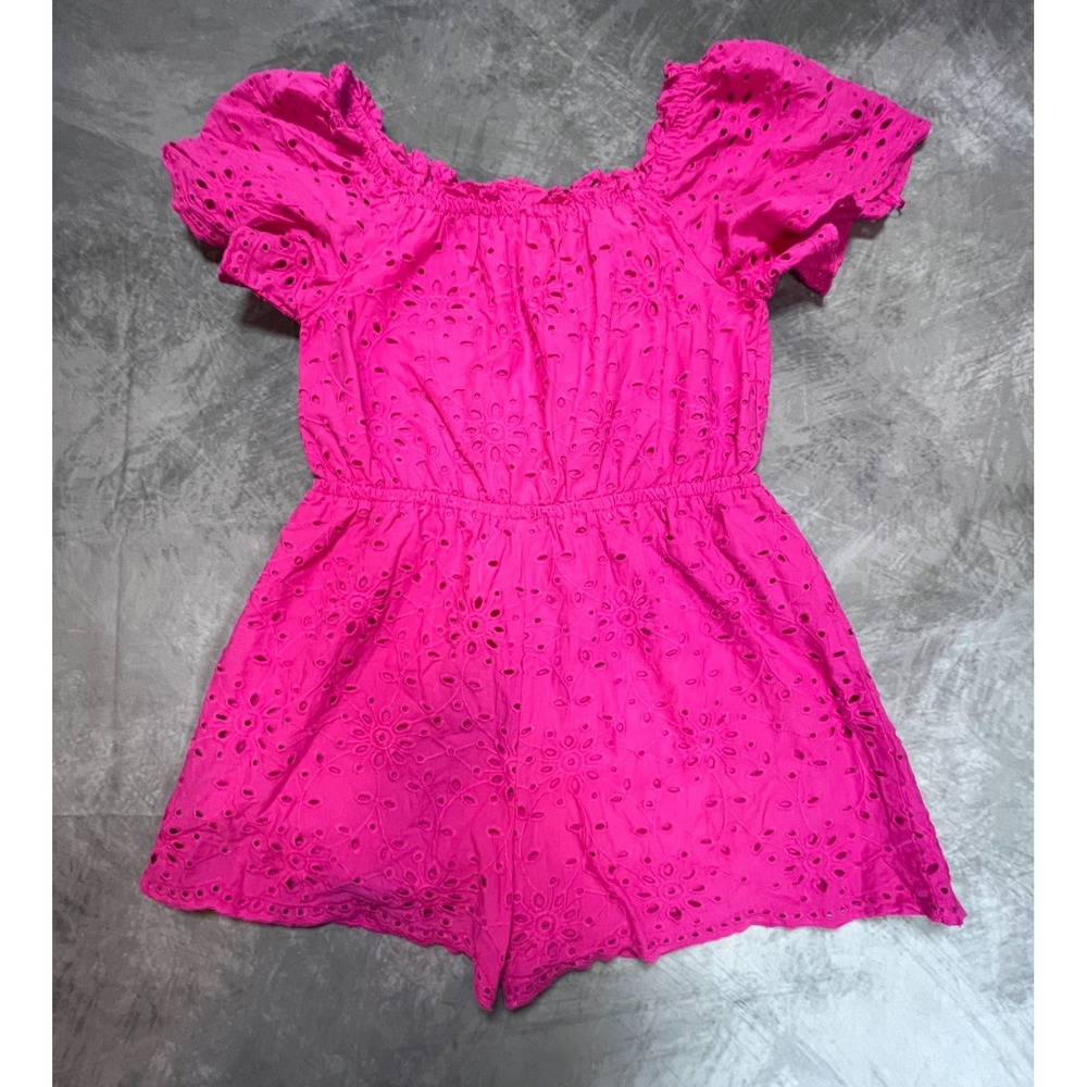 Zara One Piece Romper Girls 11-12 Years Pink Eyelet Embroidery Ruffle Sleeve - Picture 1 of 5